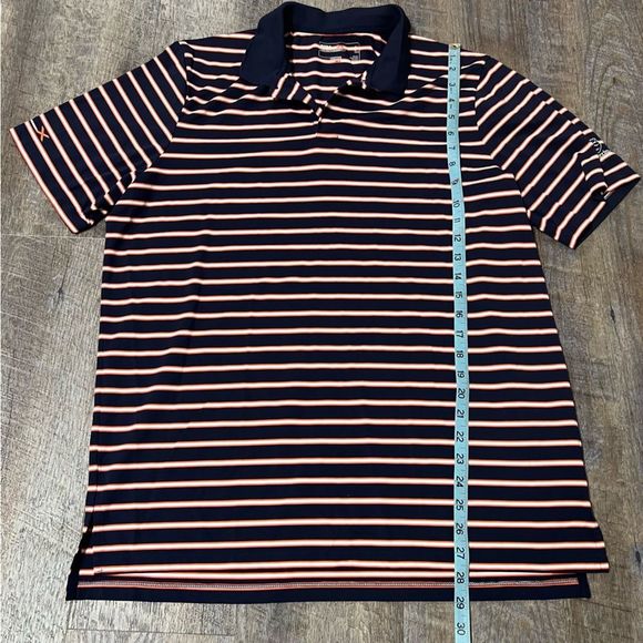 RLX Ralph Lauren Polo Shirt Mens Large Blue Orange Striped Golf Performance - Picture 2 of 9
